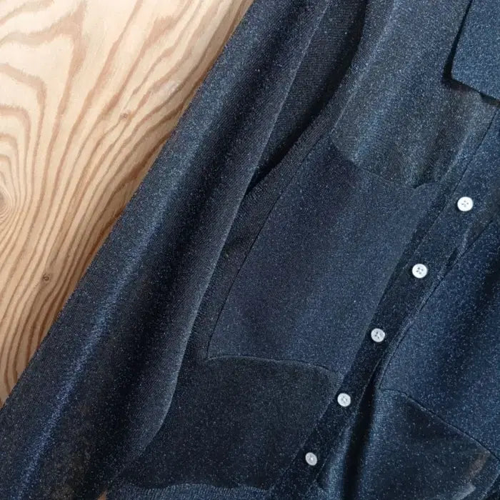 [BUNJANG] Barneys New York Joy Sheer Cardigan Metal Blue / 바니스뉴욕 조이 시스루 셔츠 가디건 메탈블루