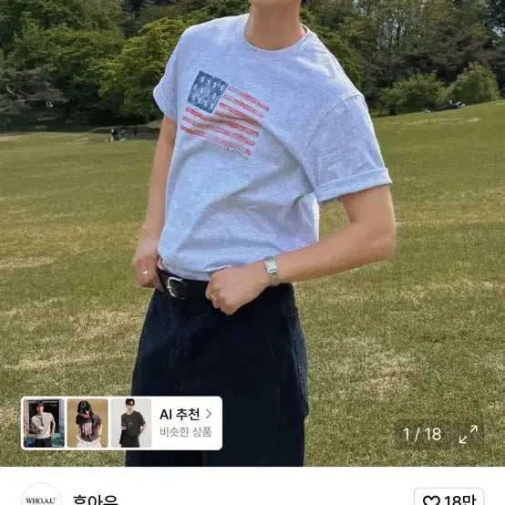 [BUNJANG] Who.A.U USA Flag Print T-shirt / 후아유 USA 프린팅 반팔 티