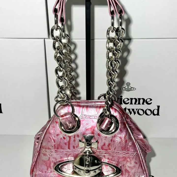 [BUNJANG] Vivienne Westwood Pink Silver Chain Clutch Shoulder Bag / 비비안웨스트우드 클러치백 숄더백 핑크 은장 체인