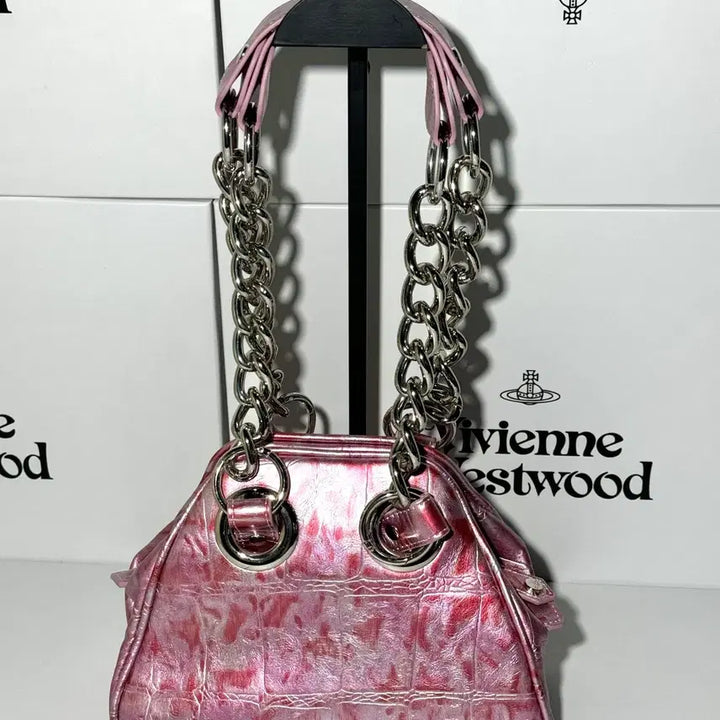 [BUNJANG] Vivienne Westwood Pink Silver Chain Clutch Shoulder Bag / 비비안웨스트우드 클러치백 숄더백 핑크 은장 체인