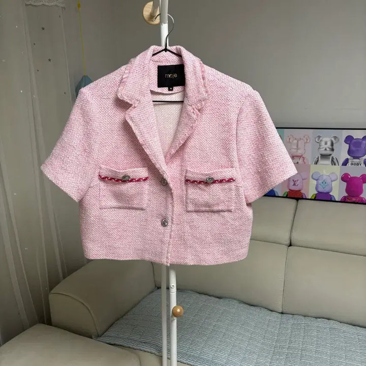 [BUNJANG] Maje Short Sleeve Tweed Jacket Pink / maje 마쥬 반팔트위드자켓