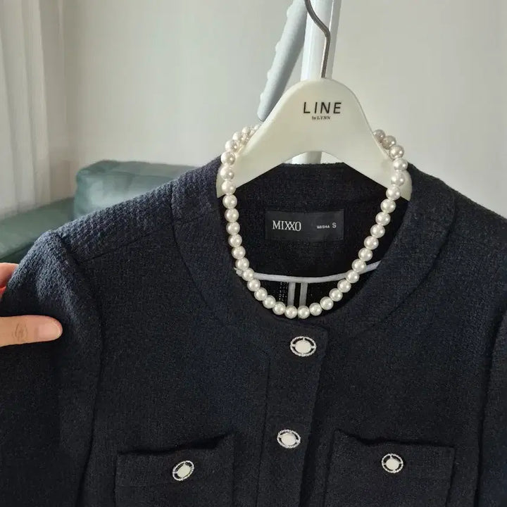 [BUNJANG] MIXXO Short Sleeve Tweed Jacket Navy Size S / 미쏘 반팔 트위드 자켓 네이비 S사이즈
