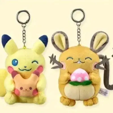 [BUNJANG] Ediya Pokemon Pikachu &amp; Dedenne Doll Keychain Set / 이디야 포켓몬스터 피카츄/데덴네 인형 키링 세트