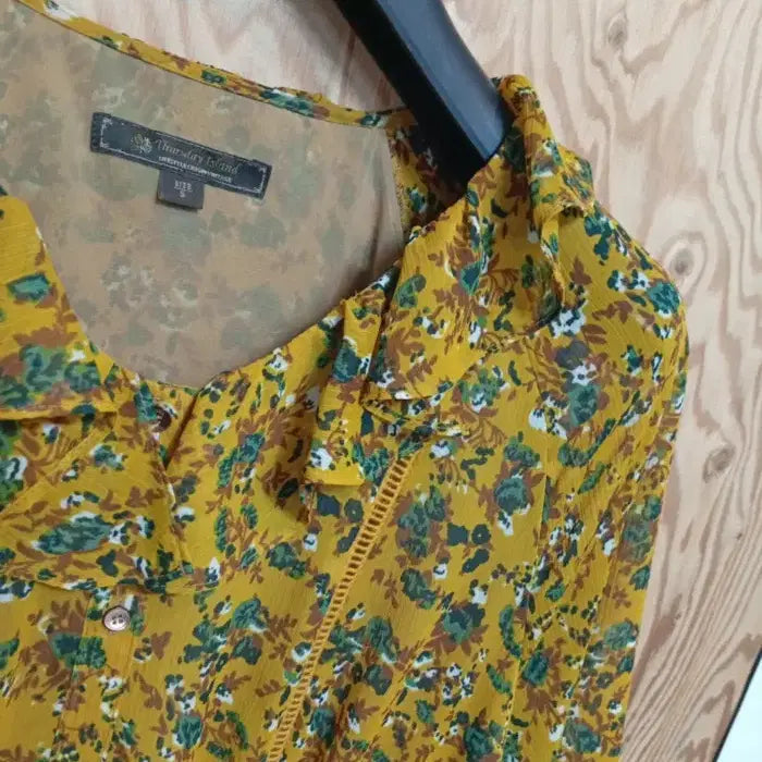 [BUNJANG] Thursday Island Yellow Floral Pattern Chiffon Long Dress / 써스데이아일랜드 옐로우 플라워 패턴 쉬폰 롱원피스