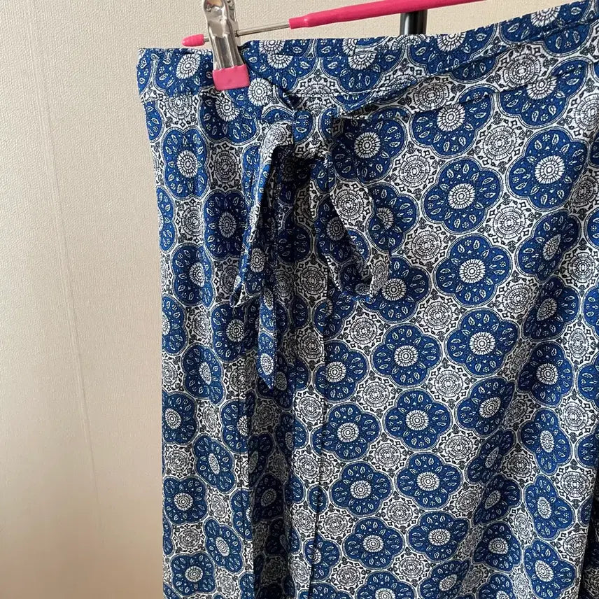 [BUNJANG] Wrap Skirt Blue Pattern New / 랩스커트(새상품)