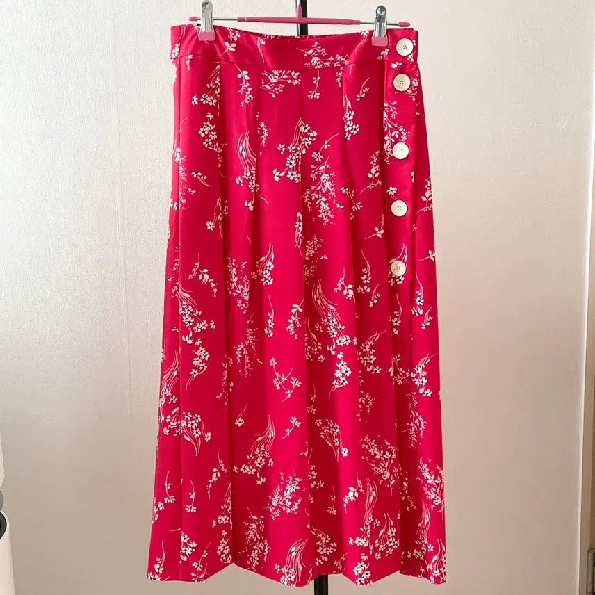 [BUNJANG] ZARA Red Floral Pattern Side Slit Midi Skirt / 자라 치마(새상품)