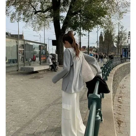 [BUNJANG] Layered Long Sleeve T-Shirt (White) / 레이어드 긴팔 티셔츠(화이트)