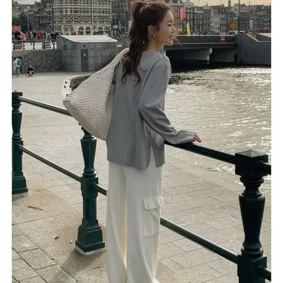 [BUNJANG] Layered Long Sleeve T-Shirt (White) / 레이어드 긴팔 티셔츠(화이트)