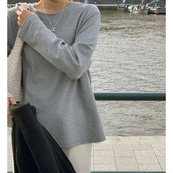 [BUNJANG] Layered Long Sleeve T-Shirt (White) / 레이어드 긴팔 티셔츠(화이트)