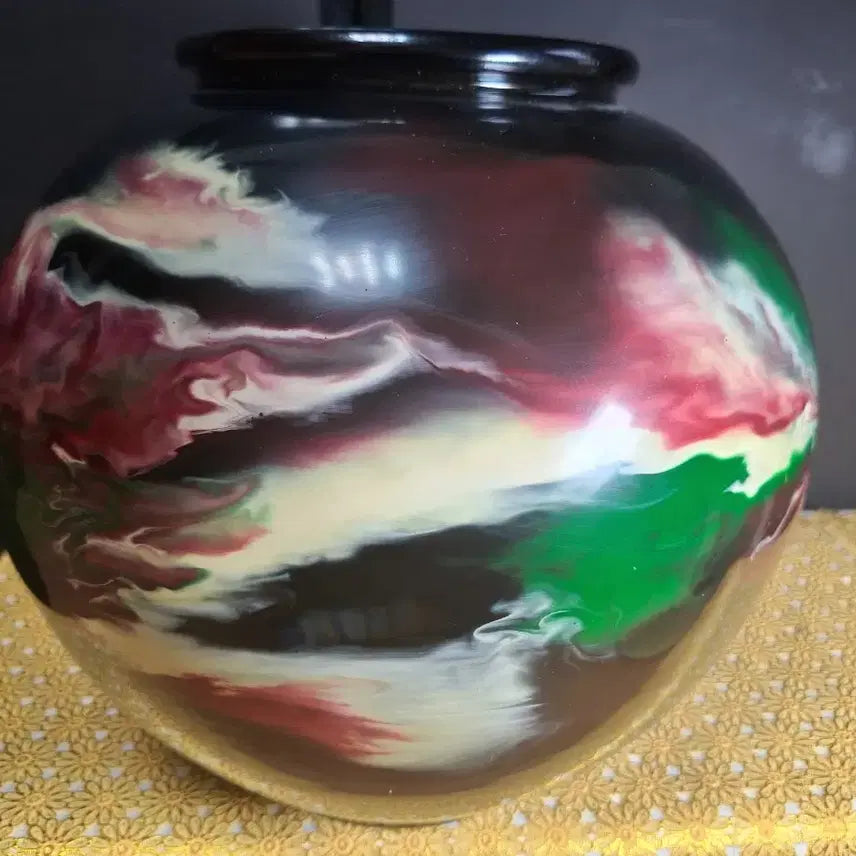 [BUNJANG] Black Glaze Variegated Watayaki Ceramic Vase (Approx. 26cm Height) / 흑유요변 와태도자기(높이약 26cm)