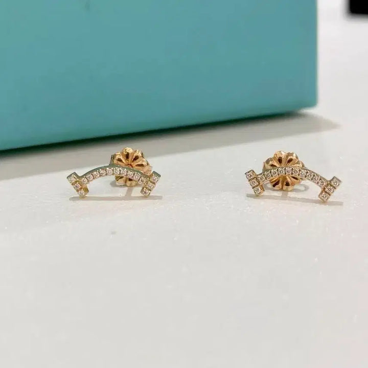 [BUNJANG] Tiffany &amp; Co. T Smile Diamond Earrings Pink Gold / 티파니앤코 T 스마일 다이아몬드 귀걸이, 핑크골드