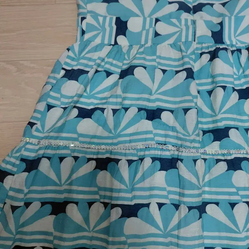 [BUNJANG] Fairy Mori Mint Lace Embroidered Midi Dress / 페어리 모리 민트 레이스 자수 큐빅 펄 엠브로이드 원피스