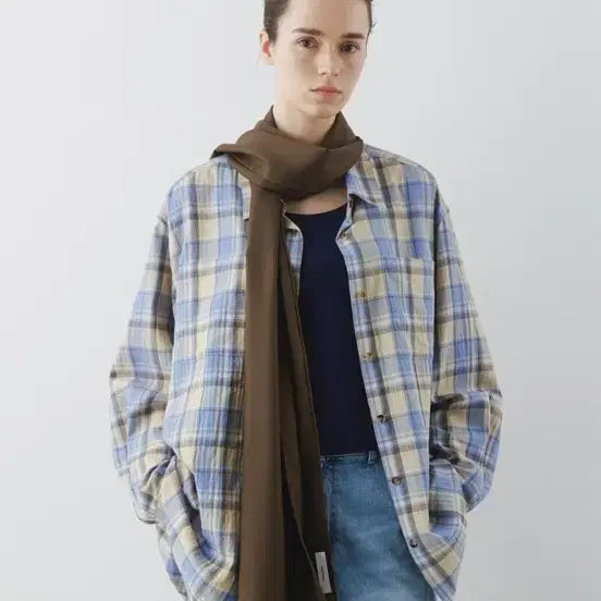 [BUNJANG] MOONDAL Blue Check Shirt / 문달 brie check shirt in blue 체크셔츠(오늘 마지막)