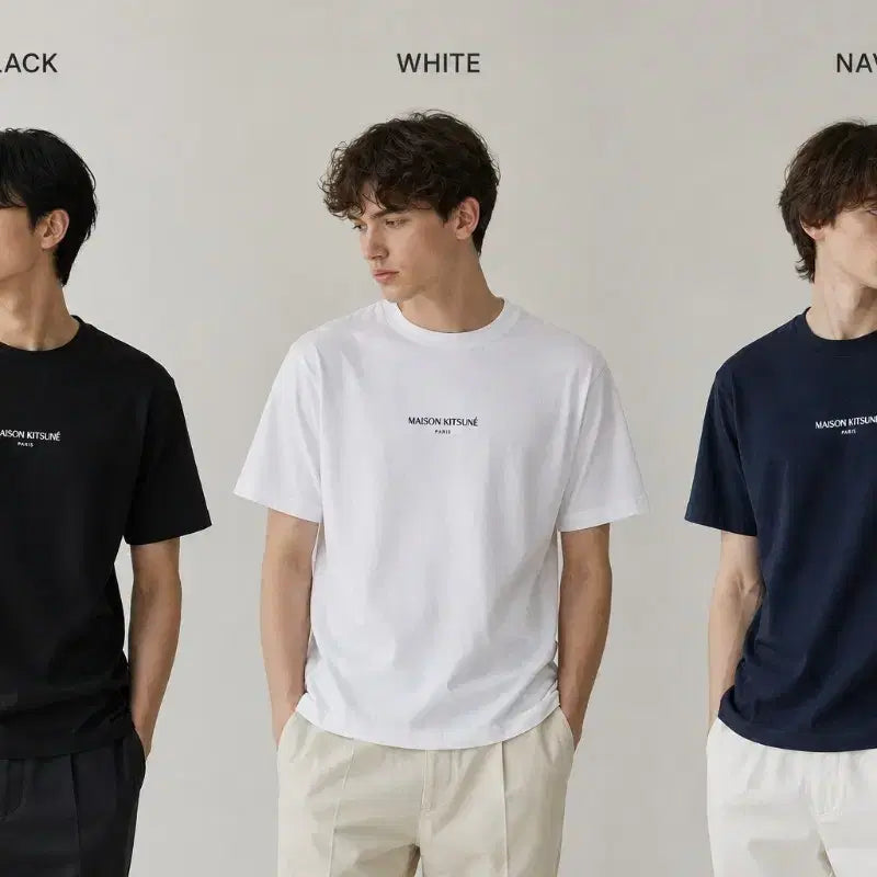 [BUNJANG] Maison Kitsune Embroidered Logo Short Sleeve T-Shirt / 메종키츠네  반팔 티셔츠 블랙/화이트/네이비