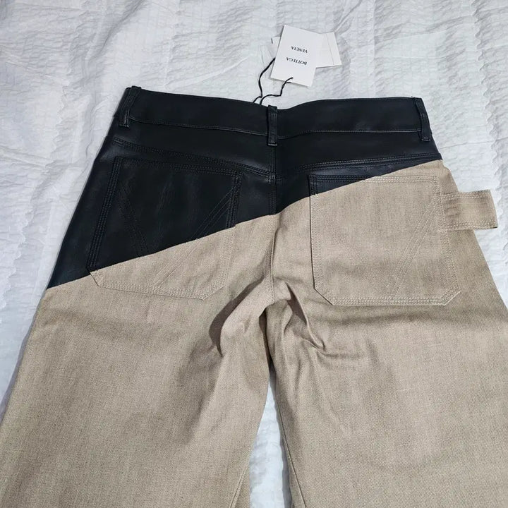 [BUNJANG] Bottega Veneta Leather Mix Denim Jeans Beige / (32~33인치) 보테가베네타 레더 믹스 데님 진 베이지