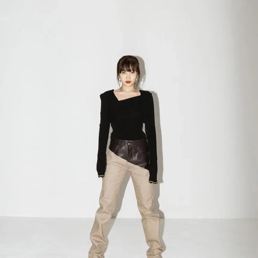 [BUNJANG] Bottega Veneta Leather Mix Denim Jeans Beige / (32~33인치) 보테가베네타 레더 믹스 데님 진 베이지