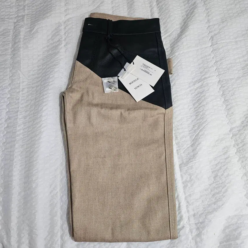 [BUNJANG] Bottega Veneta Leather Mix Denim Jeans Beige / (32~33인치) 보테가베네타 레더 믹스 데님 진 베이지