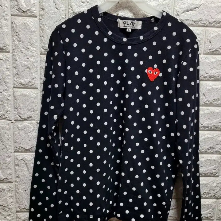 [BUNJANG] Comme des Garçons Play Dot Cotton Spandex Long Sleeve T-Shirt L / 꼼데가르송 플레이 도트 면스판티셔츠