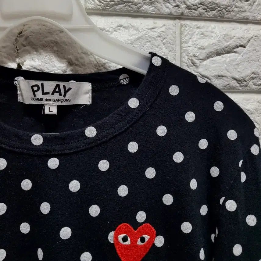 [BUNJANG] Comme des Garçons Play Dot Cotton Spandex Long Sleeve T-Shirt L / 꼼데가르송 플레이 도트 면스판티셔츠