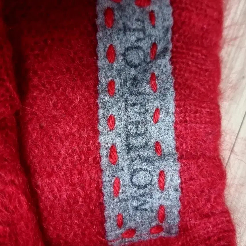 [BUNJANG] Vintage 90s Red Mohair Henry Neck Knit Sweater / 90s 빈티지 레드 모헤어 니트 헨리넥 스웨터(105)