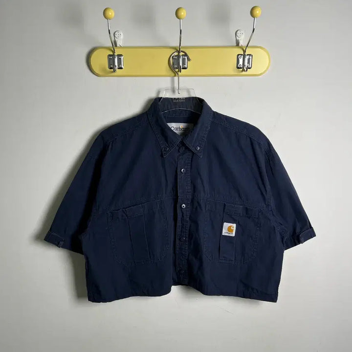 [BUNJANG] Carhartt Navy Cropped Short Sleeve Work Shirt M / Carhartt 칼하트 네이비 크롭 반팔 워크 셔츠 M