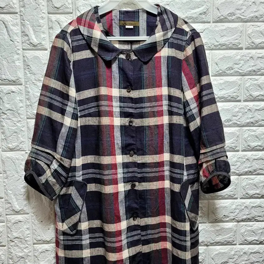 [BUNJANG] AndiN Check Pattern Linen Jacket Size 66 / Andis n&
