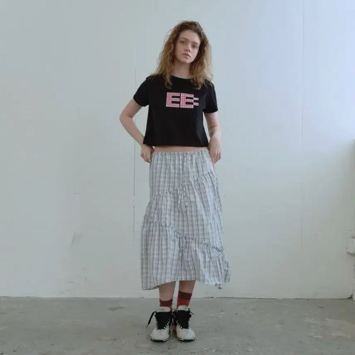 [BUNJANG] Enzo Blues Shirring Banding Midi Skirt / 엔조블루스 셔링 밴딩 스커트