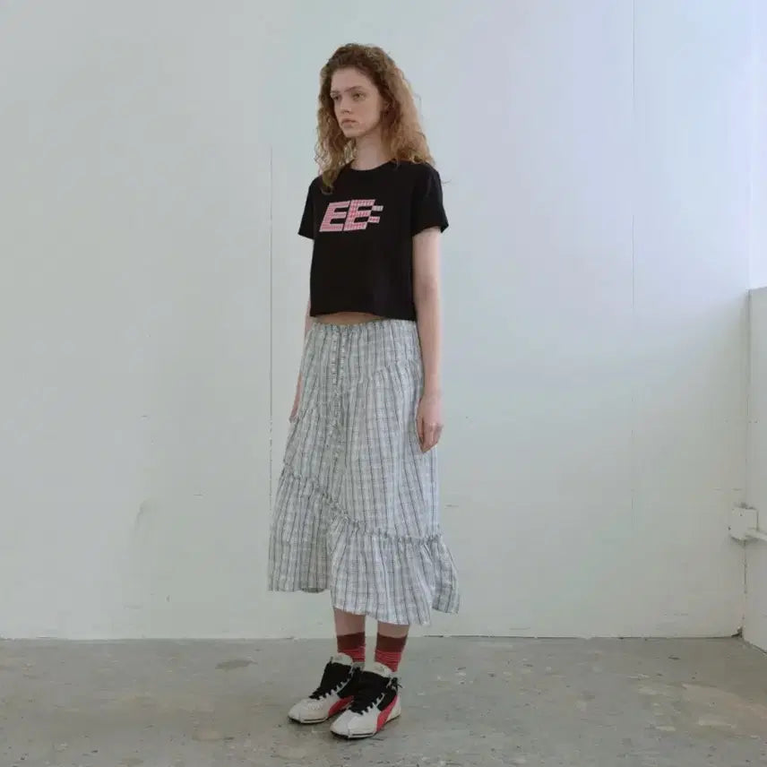 [BUNJANG] Enzo Blues Shirring Banding Midi Skirt / 엔조블루스 셔링 밴딩 스커트