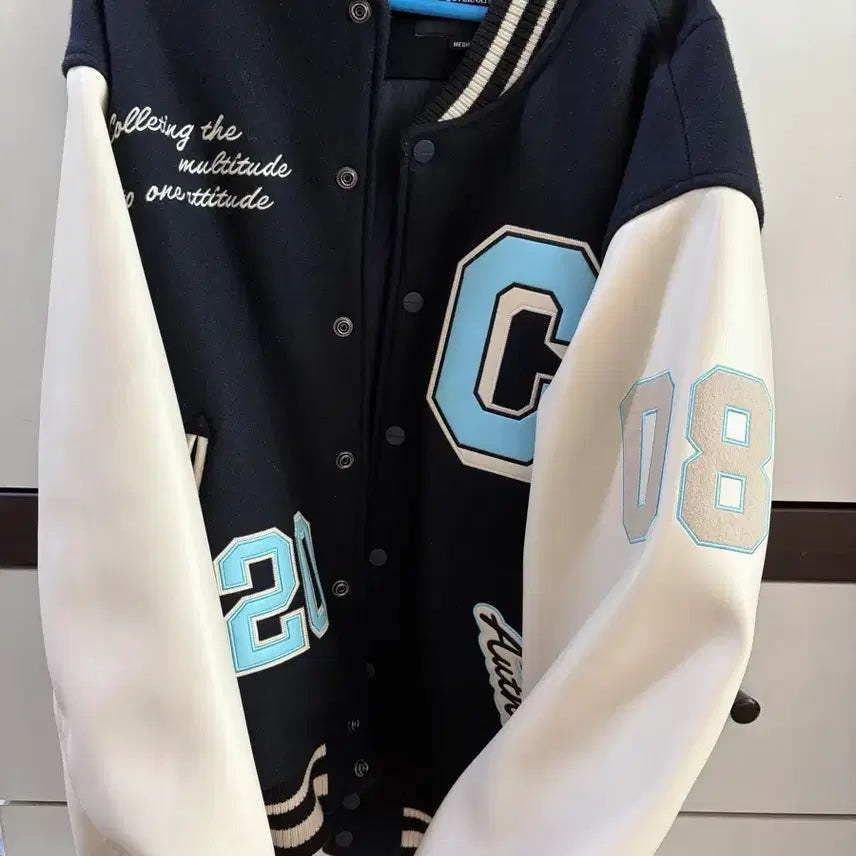 [BUNJANG] Carhartt Navy Big C Logo Varsity Jacket / 커버낫 네이비 빅 C 로고 바시티 자켓