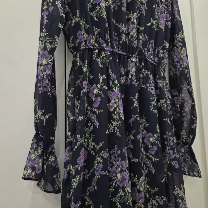 [BUNJANG] Chiffon Purple Floral Long Dress / 쉬폰  퍼플 꽃무늬 롱원피스