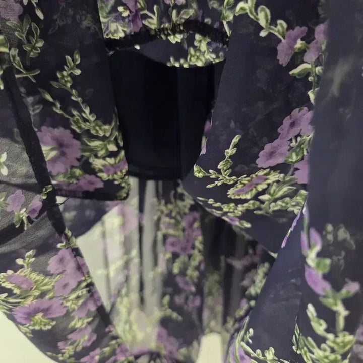 [BUNJANG] Chiffon Purple Floral Long Dress / 쉬폰  퍼플 꽃무늬 롱원피스