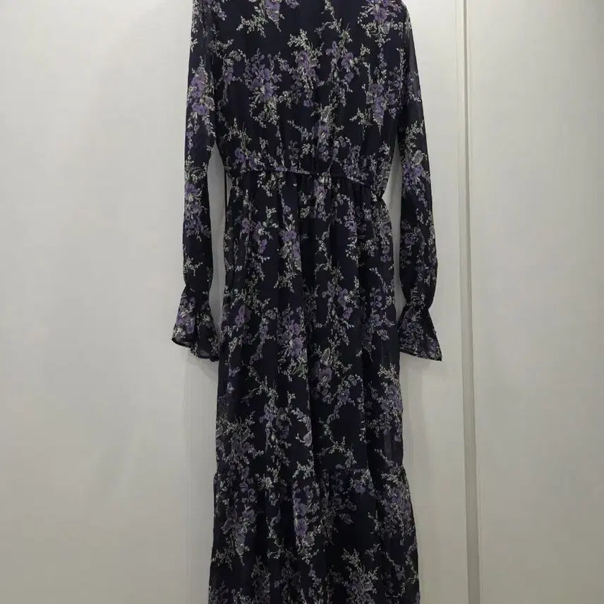 [BUNJANG] Chiffon Purple Floral Long Dress / 쉬폰  퍼플 꽃무늬 롱원피스