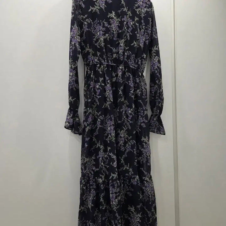 [BUNJANG] Chiffon Purple Floral Long Dress / 쉬폰  퍼플 꽃무늬 롱원피스
