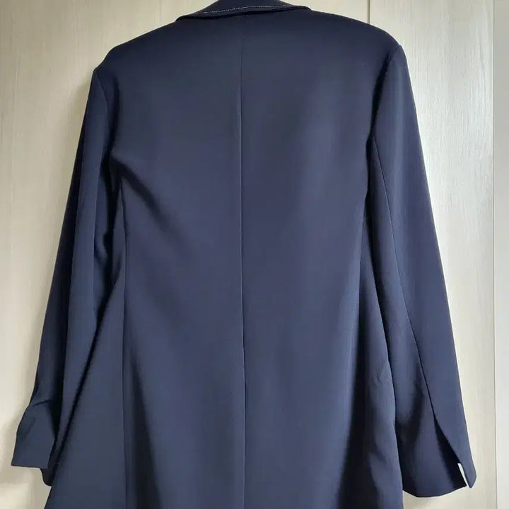[BUNJANG] Frontrow Navy Stitch Point Belted Jacket / 프론트로우 네이비 벨트 자켓 스티치 포인트