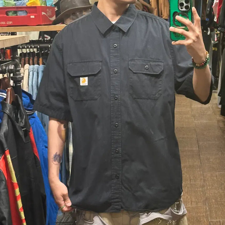 [BUNJANG] Carhartt Short Sleeve Shirt Black / [HI] 칼하트 반팔 셔츠 블랙