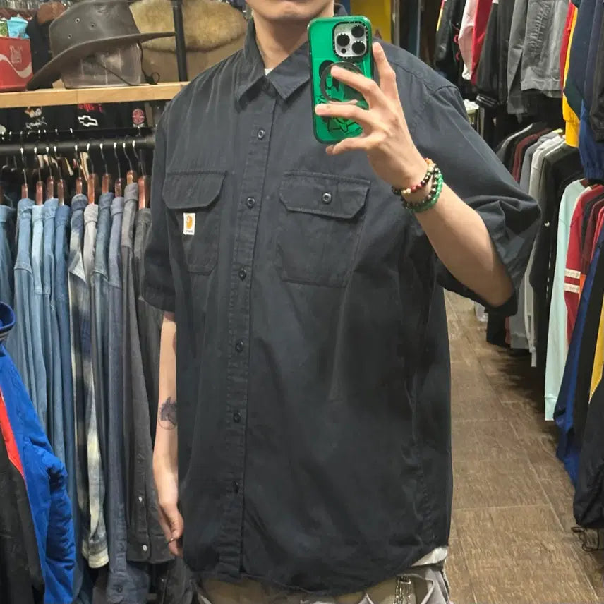 [BUNJANG] Carhartt Short Sleeve Shirt Black / [HI] 칼하트 반팔 셔츠 블랙