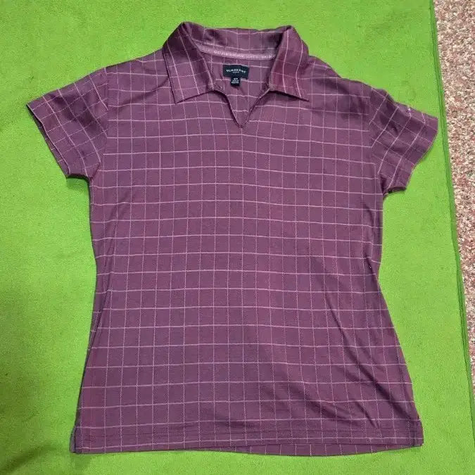 [BUNJANG] Burberry Purple Check Short-Sleeve Polo T-Shirt / 버버리 퍼플 체크 반팔 카라 티셔츠