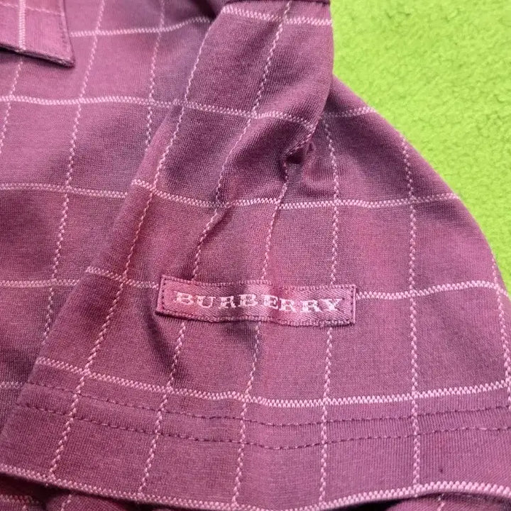 [BUNJANG] Burberry Purple Check Short-Sleeve Polo T-Shirt / 버버리 퍼플 체크 반팔 카라 티셔츠