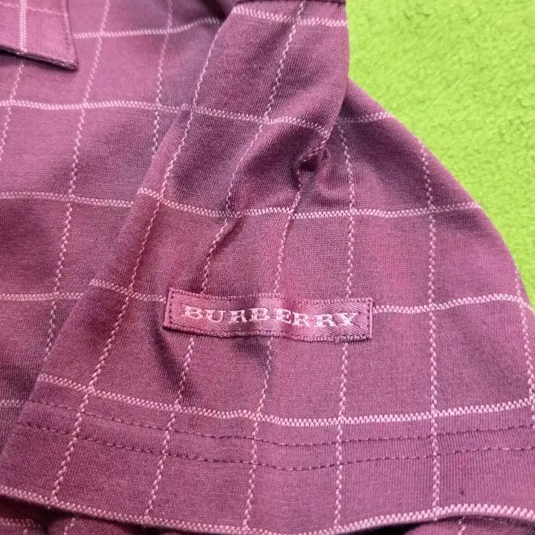 [BUNJANG] Burberry Purple Check Short-Sleeve Polo T-Shirt / 버버리 퍼플 체크 반팔 카라 티셔츠