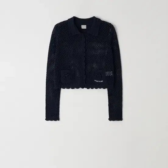 [BUNJANG] Atelier Edition Flower Crochet Cardigan Navy / 아틀리에 에디션 플라워 크로셰 가디건 네이비