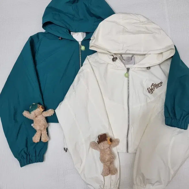 [BUNJANG] Teddy Bear Cropped Jacket (White/Green) S / 테니스 곰돌이 크롭자켓  (화이트/그린)S