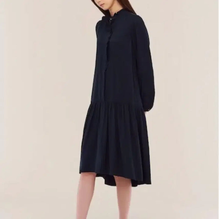 [BUNJANG] Beanpole Ladies Dark Navy Frill Long Dress / 빈폴레이디스 다크네이비 프릴 원피스