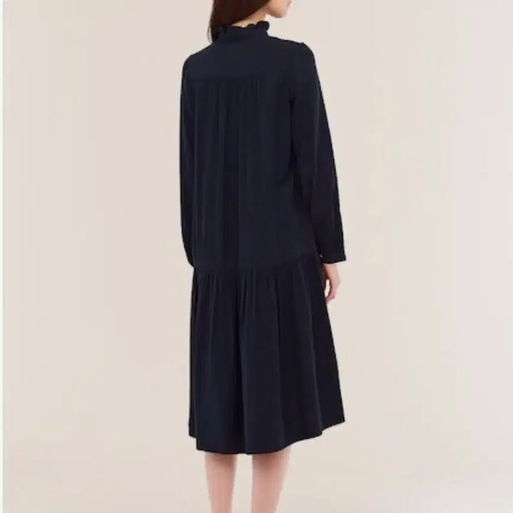 [BUNJANG] Beanpole Ladies Dark Navy Frill Long Dress / 빈폴레이디스 다크네이비 프릴 원피스