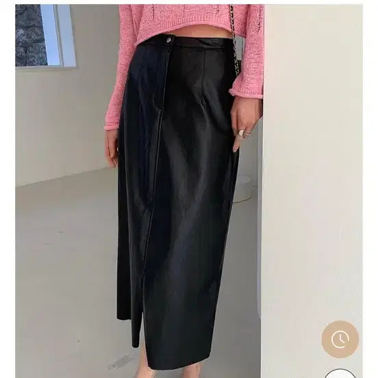 [BUNJANG] Black Leather Long Skirt / 가죽 롱스커트