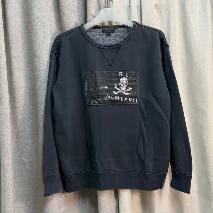 [BUNJANG] Polo Jeans Pigment Sweatshirt with American Flag Skull / [L] 폴로 진 성조기 스컬 해골 피그먼트 기모 맨투맨