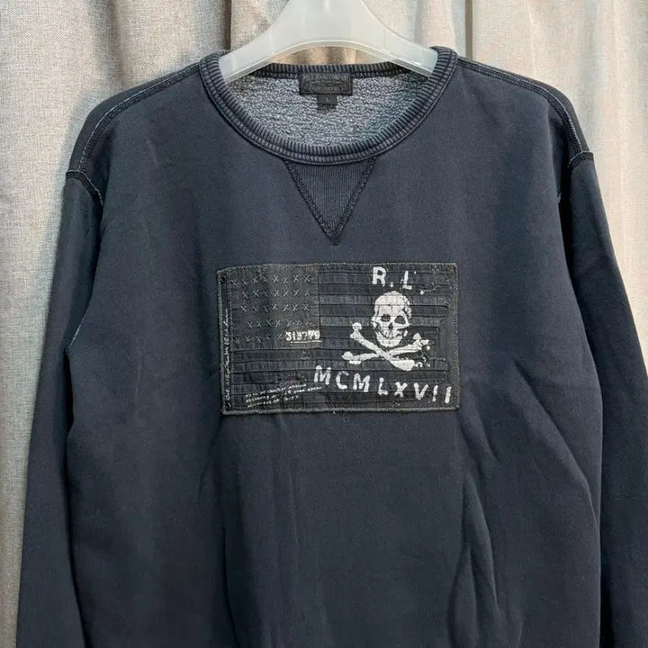 [BUNJANG] Polo Jeans Pigment Sweatshirt with American Flag Skull / [L] 폴로 진 성조기 스컬 해골 피그먼트 기모 맨투맨