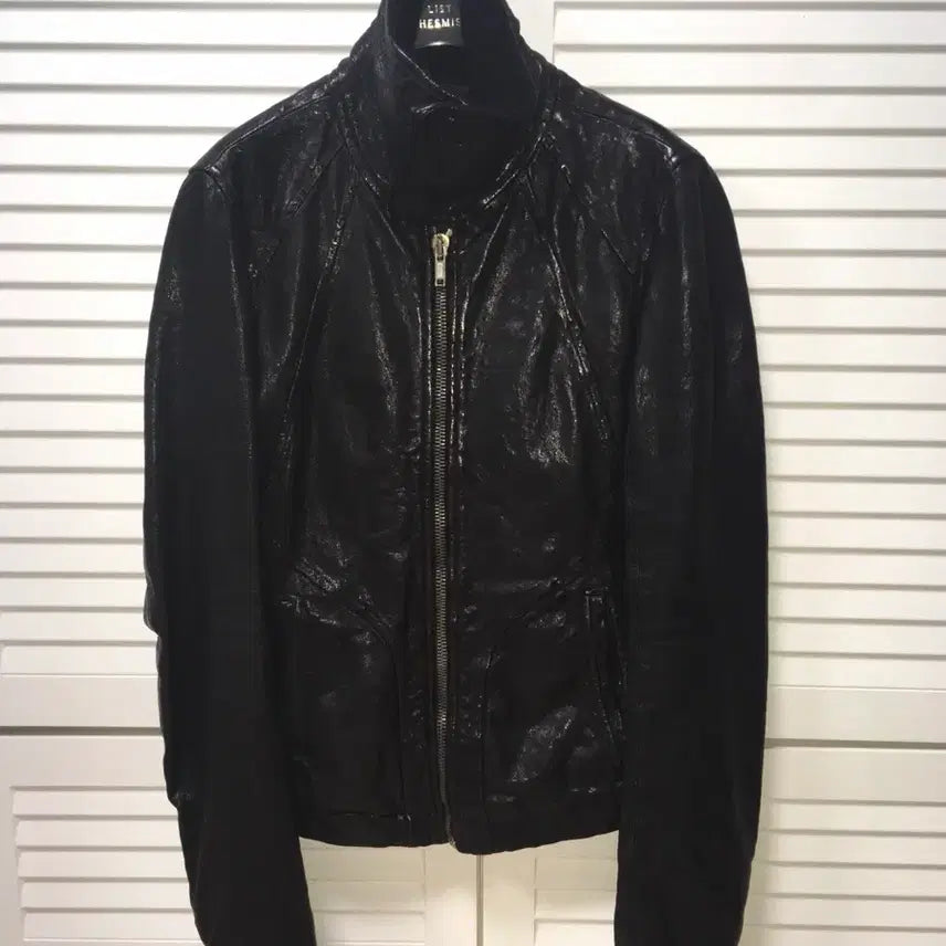 [BUNJANG] Rick Owens Intarsia High Neck Lamb Leather Jacket / 릭오웬스 Intarsia High Neck 레더자켓