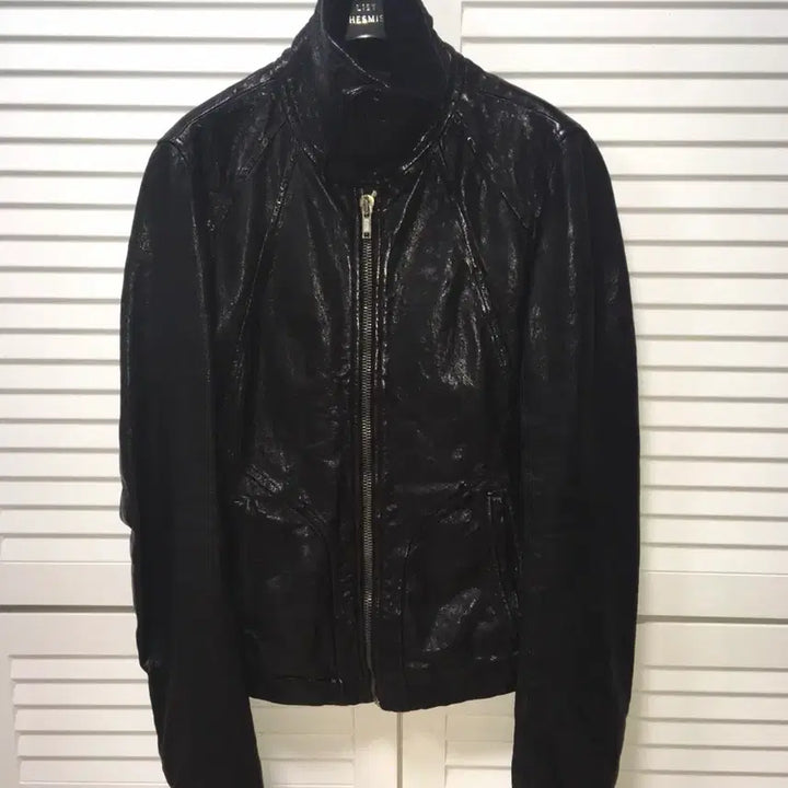 [BUNJANG] Rick Owens Intarsia High Neck Lamb Leather Jacket / 릭오웬스 Intarsia High Neck 레더자켓