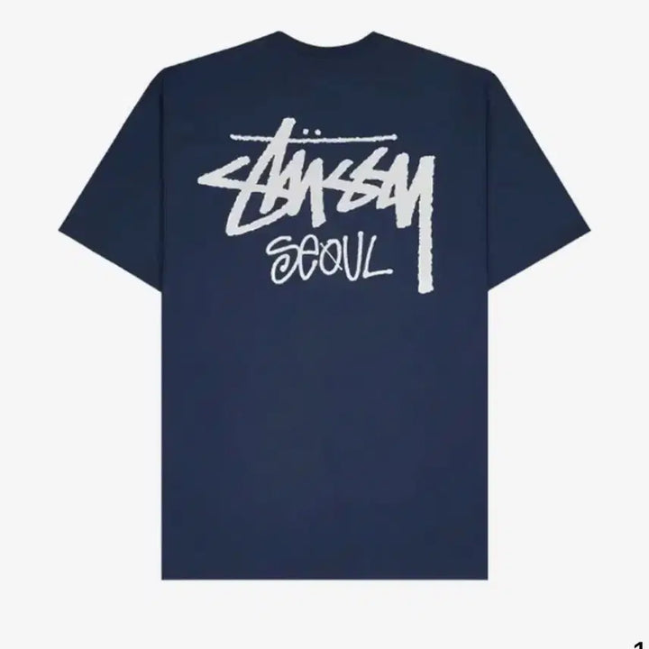 [BUNJANG] Stussy Seoul Stock T-Shirt Navy Black / 스투시 서울 스탁 티셔츠 네이비 블랙 화이트