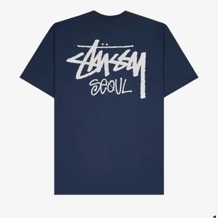 [BUNJANG] Stussy Seoul Stock T-Shirt Navy Black / 스투시 서울 스탁 티셔츠 네이비 블랙 화이트